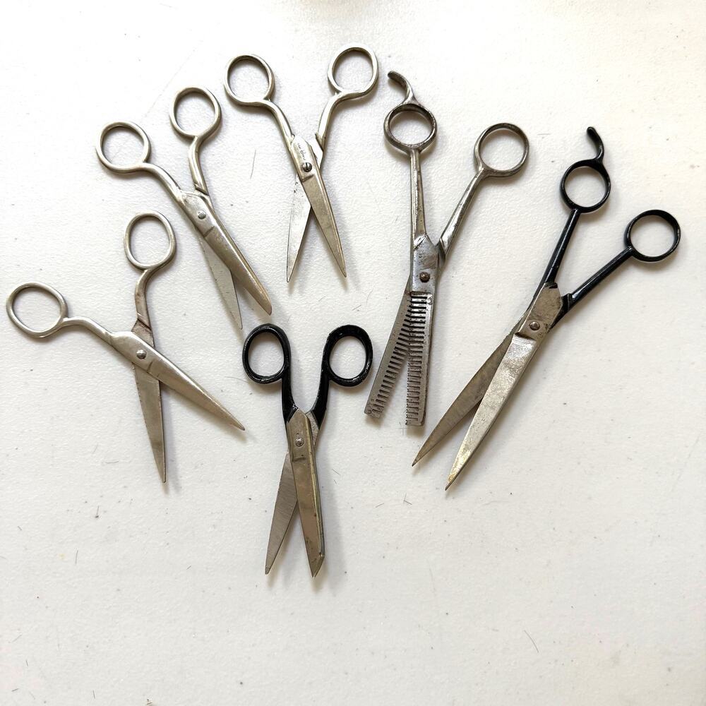 Vintage Scissors Lot Barber Shears Thinning Shears Sewing Bundle
